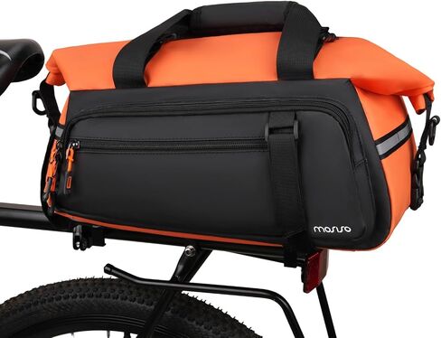 MOSISO Bike Rack Bag, 13-24L Expandable Top Layer Bicycle Rear Trunk Bags, Bike Rear Seat Pouch Cycling Luggage Handbag with Shoulder Strap for Road Mountain Cycling Traveling Commuting, Black&Orange in Saudi Arabia