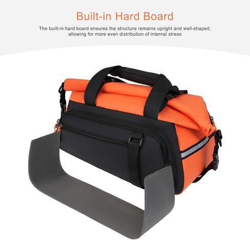 MOSISO Bike Rack Bag, 13-24L Expandable Top Layer Bicycle Rear Trunk Bags, Bike Rear Seat Pouch Cycling Luggage Handbag with Shoulder Strap for Road Mountain Cycling Traveling Commuting, Black&Orange in Saudi Arabia