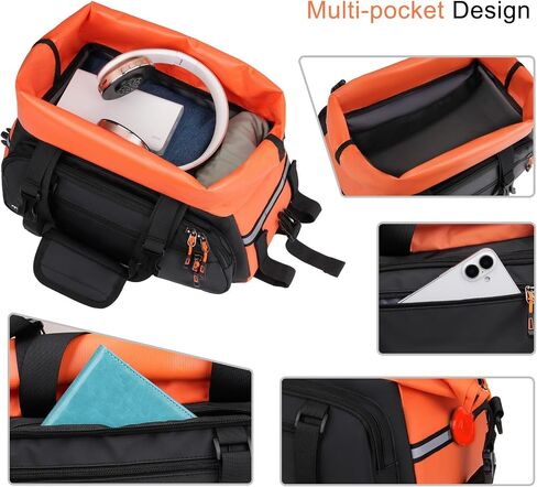 MOSISO Bike Rack Bag, 13-24L Expandable Top Layer Bicycle Rear Trunk Bags, Bike Rear Seat Pouch Cycling Luggage Handbag with Shoulder Strap for Road Mountain Cycling Traveling Commuting, Black&Orange in Saudi Arabia