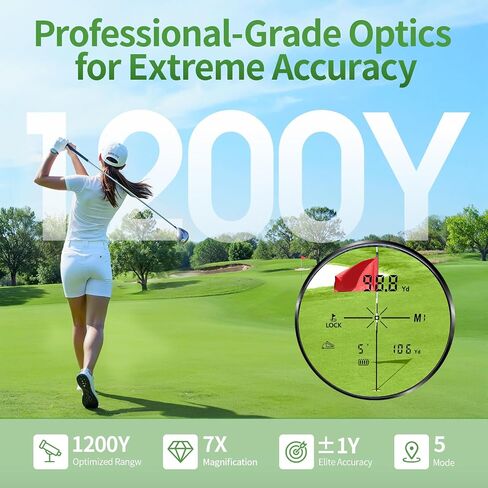 JUANGU Golf Rangefinder with Slope Switch & Magnetic Mount | Highly Accurate ±1 Yard Laser Range Finder for Golf & Hunting | 1200 Yards | 7X Magnification | IP54 Waterproof in Saudi Arabia