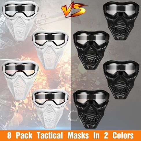 8 Pack Tactical Mask for Kids with Safety Goggles to Protect Eyes, Full Mask Eye Protection for Christmas Kids Gifts CS Airsoft Shooting Game Party in Saudi Arabia