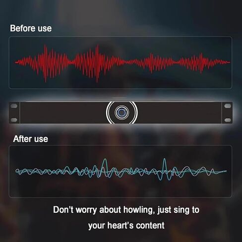 Microphone Feedback Suppressor, Anti-Howling Audio Processor, Support 2/4/6-way Optional, 5-Level Digital Anti-Howling, for Stage, KTV, Conference, Church Events in Saudi Arabia