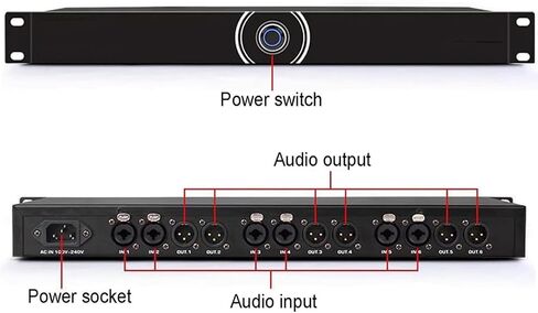 Microphone Feedback Suppressor, Anti-Howling Audio Processor, Support 2/4/6-way Optional, 5-Level Digital Anti-Howling, for Stage, KTV, Conference, Church Events in Saudi Arabia