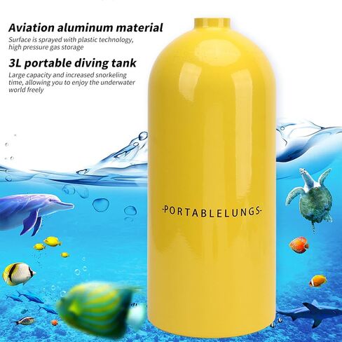 Scuba Tank Kit, 3L Portable 30 to 50 Diving Tank Kit Minutes Breathing Mini Oxygen Cylinder Diving Tanks for Underwater Exploration Rescue Diving & Snorkeling in Saudi Arabia
