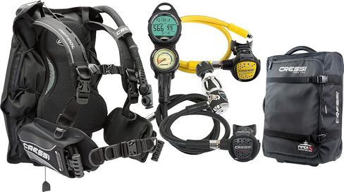 حزمة Cressi Travel Patrol - كاملة مع Patrol BCD، وMC9/Compact Regulator، وOctopus Compact، وDonatello Console 2، وحقيبة Piper in Kuwait