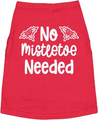 Funny Christmas Shirt for Dogs – No Mistletoe Needed Graphic Tee – Soft Cotton Blend Holiday Costume Outfit – Humor Christmas Clothes for Dogs and Pet Lovers Red, S in Saudi Arabia