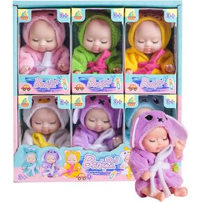 Carreuty Mini Reborn Baby Dolls 4 Inch Mini Realistic Baby Dolls with Animal Clothes and Hat