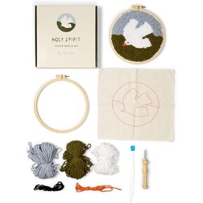 Catholic Punch Needle Embroidery Starter Kits for Kids & Adult Beginners, Includes Instructions, Punch Needle Fabric, Yarn, Embroidery Hoop and Punch Needle & Threader Tool (Baptism Shell)