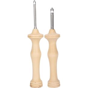 2Pcs Punch Needle, Wooden Handle Embroidery Pen Needle Rug Yarn Punch Needle Sewing Tools DIY Knitting Tools