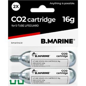 B.Marine Premium CO2 Cartridge for Inflatable Life Jackets, Vest, Belt Buoy - Manual Version CO2 Cylinder Tank - CO2 Replacement Refill Size 16g/2counts