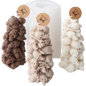 Cestony Halloween 2Pcs/Set 3D Brains Shape Candle Silicone Molds for Making Candle Resin Pillar Aromatherapy Candles Wax Soap Flower Specimen Clay Craft