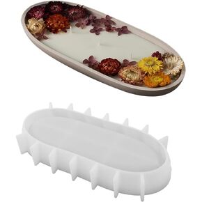Oval Candle Boat Jar Molds, Creative Silicone Candle Vessels Pot Molds, Concrete Container Storage Tray Making Moulds for Storage Candle Holder Jewelry Box Vase Aroma Cup (S)