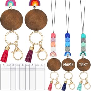 5 Pcs Teacher Lanyard with ID Holder Silicone Beaded Lanyard for ID Badges and Keys for School Nurse Employees