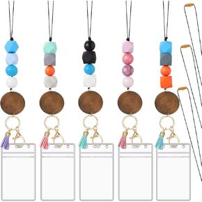 5 Pcs Teacher Lanyard with ID Holder Silicone Beaded Lanyard for ID Badges and Keys for School Nurse Employees in Kuwait