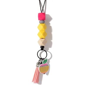 Lantintop Teacher Lanyard Silicone beads Breakaway Lanyard ID Badge holder Thanks Giving Day Charm Teacher Lanyard