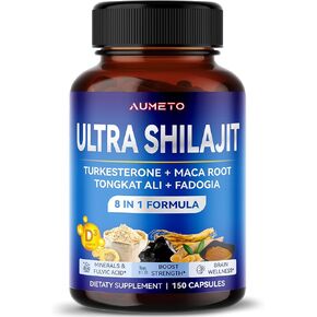 Himalayan Shilajit Supplement - Enhanced Formula with Turkesterone, Maca Root, Tongkat Ali, Fadogia - Rich in Trace Minerals & Fulvic Acid for Male Vitality