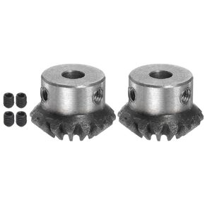 2pcs Bevel Gear 1M 16 Teeth 10mm Shaft Hole 1:1 Tapered Bevel Pinion Gear 45# Steel 1.5 Module 90 Degree Steering Gear, for Hardware Mechanical Rotation