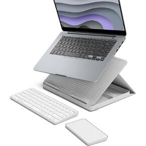 Logitech Casa Pop Up Desk Work From Home Kit with Laptop Stand, Wireless Keyboard & Touchpad, Bluetooth, USB C Charging, for Laptop/MacBook (10" to 17") - Windows, macOS, ChromeOS - Bohemian Blush