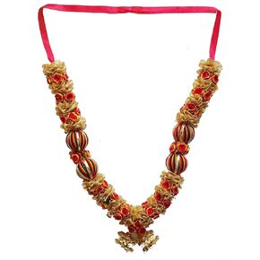 Indian Garland Red Green Yellow Satin Haar Mala for Idol of 15 to 18 Inches Frame Haar A