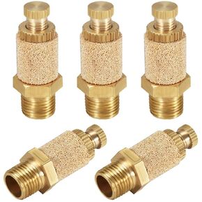 ZLYY 5Pcs 1/8 Male Thread Pneumatic Silencer Muffler Fitting, Top Adjustable Air Flow Speed Controller, Sintered Bronze Exhaust Muffler
