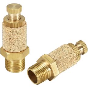 uxcell Sintered Bronze Exhaust Muffler Top Adjustable G1/8 Pneumatic Air Muffler Air Flow Speed Controller Brass Flow Control Muffler 2pcs