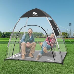 Teabelle Clear Sports Tent, Large 2-3 Person Instant Waterproof Tent, UVproof Outdoor Pop-up Tent with Zipper Window, Weatherproof Soccer Tent for Watching Sports Camping Fishing Activities