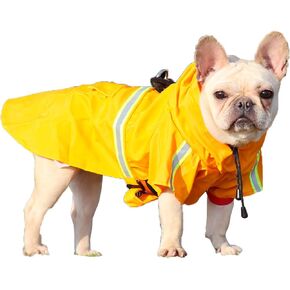 Dog Raincoats Hooded, Waterproof Slicker Rain Poncho Jacket for Medium and Large Dog, with Reflective Strip