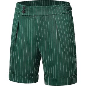 Lars Amadeus Stripes Shorts for Men's Pleated Front Business Summer Chino Dress Shorts