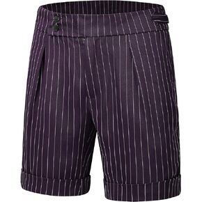 Lars Amadeus Stripes Shorts for Men's Pleated Front Business Summer Chino Dress Shorts