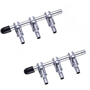 bnafes 2pcs 3- Way Aquarium Chrome Metal Gang Manifold Air Line Control Valve Air Tap Air Splitter