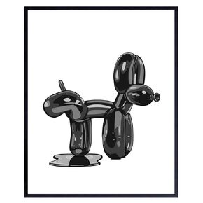 Black Bathroom Wall Decor for Men - funny small Bathroom Signs - Modern Bathroom Pictures - Balloon Dog Pop art - Retro Minimalist Decor - 70s Trendy Funky Dorm Decorations - Black and White Wall Art