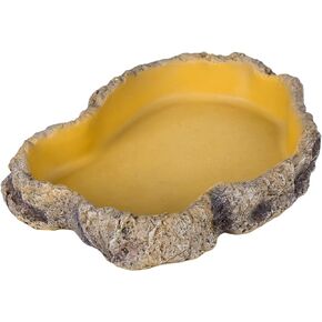 REPTIZOO Reptile Food Dish Terrarium Water Bowl Food Feeding Bowl for Reptile Amphibian Pets Large(8.8" x 6.5" x 1.5")