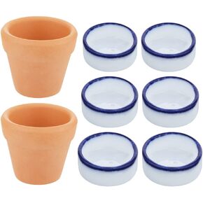 2 Pcs Spider Ceramic Small Hideout Shelter, with 6 Pcs Micro Water Bowl for Tarantula Scorpion Millipede Spider Tiny Reptile