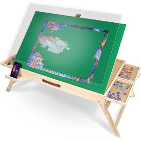 Puzzle Table with Legs and Drawers - 2000 Piece Puzzle Board - 36" X 24"– Foldable Puzzle Storage Table – Adjustable Puzzle Board with Drawers & Protective Cover – 3 Tilting Angle Jigsaw Puzzle Board in Saudi Arabia