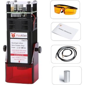 FoxAlien Fixed-focus FA20W Engraver Module Class 4 450nm PWM TTL for FoxAlien Masuter 4040, Masuter Pro, XE-PRO, 4040-XE, WM-3020 CNC Engraving Machine (5000mW Optical Output)