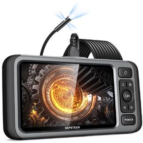 DEPSTECH Borescope, Triple Lens Endoscope Camera with Light, Audio Record, 5'' IPS Display, 1080P HD Inspection Camera for Automotive Plumbing HVAC, IP67 Sewer Camera, 16.5ft Cable, 32G Card & Case
