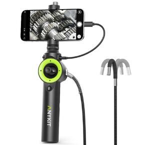 Anykit 360° 4 Ways Articulating Borescope, Industrial Endoscope with 0.26 in Articulated Snake Camera, Inspection Camera with 4 Adjustable LED Lights Compatible with iPhone and Android - 3.3ft