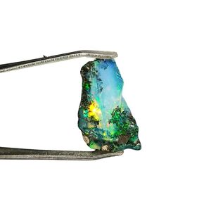 SGM Shop™ Natural Black Ethiopian Opal Rough 3.4 Cts Single Piece Raw Fire Crystals Play of Colors Black Opal October Birthstone Loose Gemstone Jewelry Making Healing Chakra Wire Wrapping Crystals