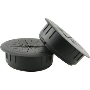 HJ Garden 2PCS 60mm Flexible Desk Grommet Desk Cord Grommets Wire Cable Hole Cover for Office PC Desk Cable Cord Cover, Black