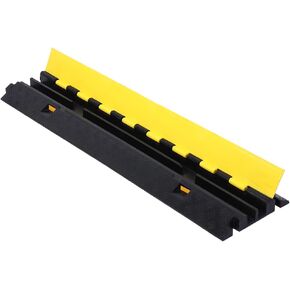 Cable Protector Ramp, 2 Channels Speed Bump Hump, 11000lbs Capacity Heavy Duty Driveway Hose Cover, Protective Wire Cord Ramp Driveway Rubber Traffic Speed Bumps Cable Protector