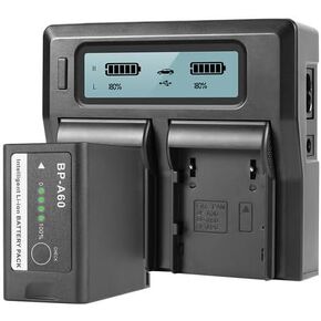 GVM Dual Charger BP-A60 Battery and Charger 6800mAh NP-F975, NP-F960, NP-F950, NP-F930, NP-F770, NP-F750, NP-F550, HVR, HVL, DCR, DSR, HDR, FDR, and LED Video Light