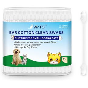 VinTS Cotton Dog Ear Cleaning Swabs, Pet’s Ear Infection Treatment Gourd-Shaped Swabs Prevent Accidental Injuries, Safer Cleaning for Dogs and Cats– Small Size.100% Cotton