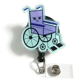 Cute Wheelchair Badge Reel, Transporter Badge Reel, Transport Department Retractable ID Badge Holder, Nursing Home Badge Reels, Wheelchair Badge Holder, Patient Transport Badge Reel