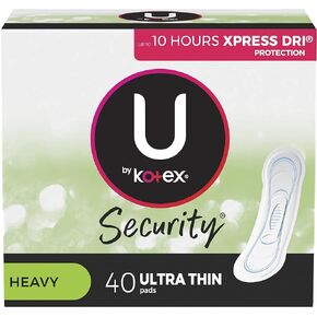 وسادات U by Kotex Security رفيعة للغاية، طويلة، غير معطرة، 40 قيراط (قد تختلف العبوة) in Kuwait
