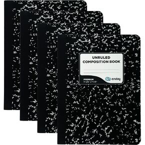 Emraw Black Marble Composition Book Unruled Paper 100 Sheet Office Dairy Drawing Note Books Journals Meeting Notebook Hard Covers Pack Of 4 Writing Book For school