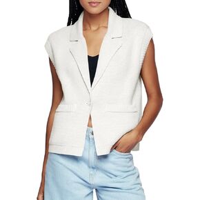 Saodimallsu Womens V Neck Sleeveless Tank Tops Ribbed Open Front Cardigan Sweaters Button Collared Sweater Vest with Pockets in Saudi Arabia