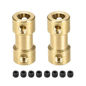 Rebower Rigid Coupling Copper Shaft Coupler Connector Motor Accessories [for 3D Printer]-5mm to 5mm Bore L20 x D9/Gold/2 Pack