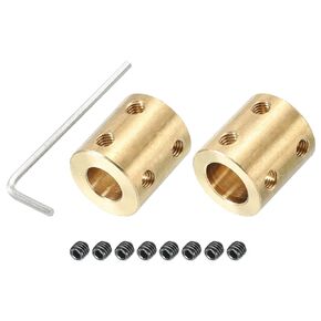 PATIKIL Shaft Coupler Connector L22 x D20 12mm to 12mm Bore Rigid Coupling Brass Shaft Joint w Screw,Wrench for 3D Printers Gold 2Pack