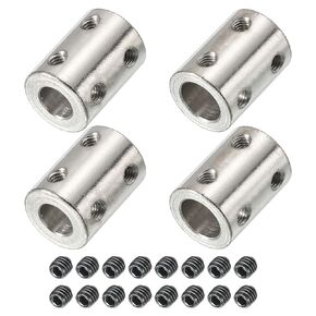 PATIKIL Shaft Coupler Connector L22 x D16 8mm to 10mm Bore Rigid Coupling Stainless Steel Shaft Joint w Screw for 3D Printers Silver 4Pack
