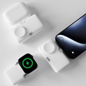 Laxarmer 4500mAh 12W Portable Battery Pack for Apple iPhone15 pro max 14 13 12 11,iWatch Watch Charger Ultra 9 8 7 6 5 4 3,Airpods,Fast Car Travel Wireless Magnetic USB C Charging Small Power Bank